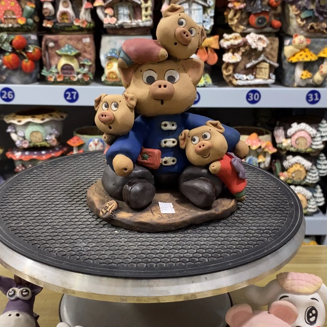 嘻哈粗陶手捏摆件