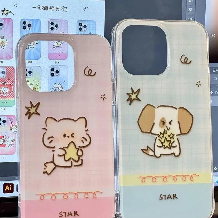可爱星星小猫IMD适用iPhone16手机壳vivo双层oppo华为荣耀创意硬