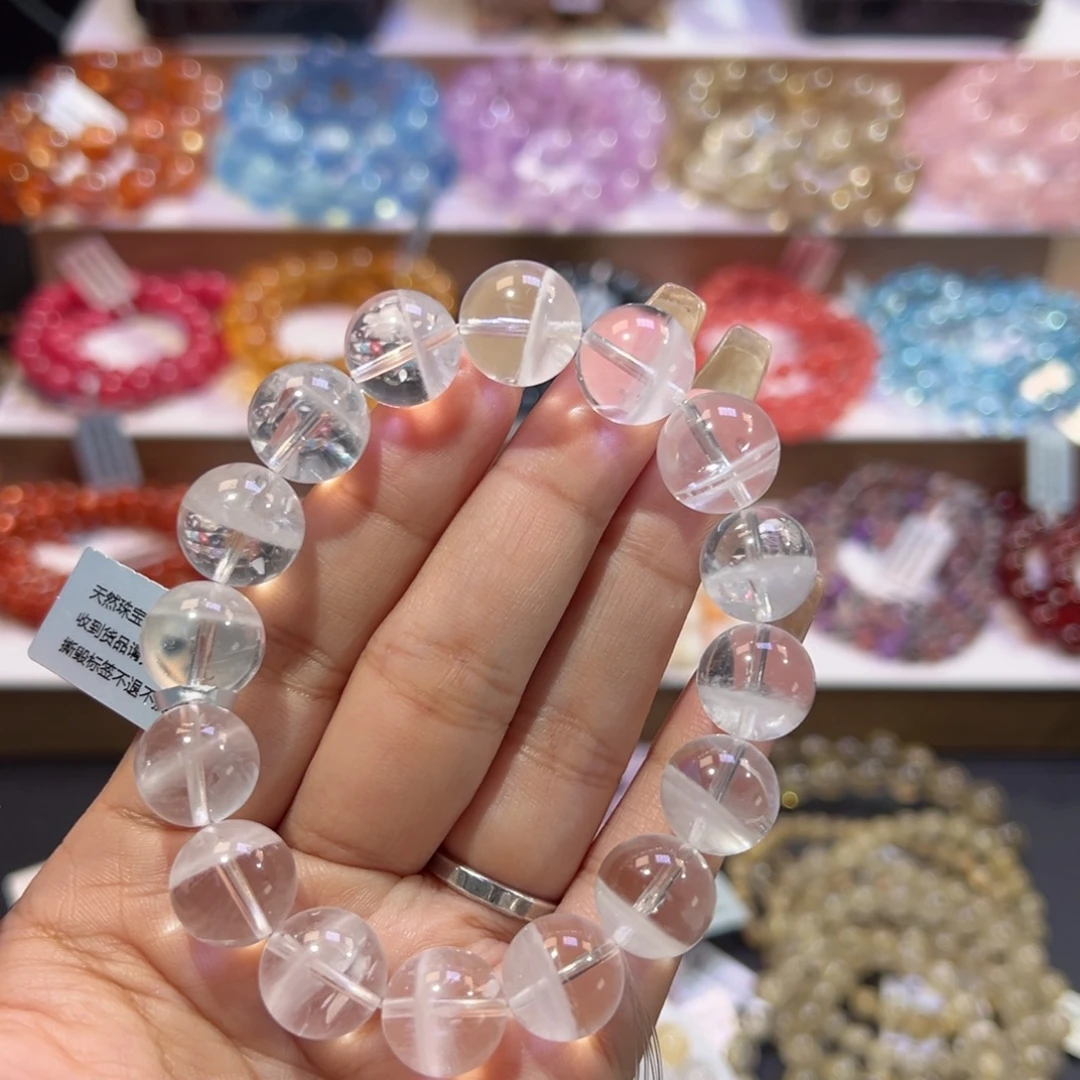 E****未镶嵌手串水晶高货聚宝盆白幽灵13.7mm