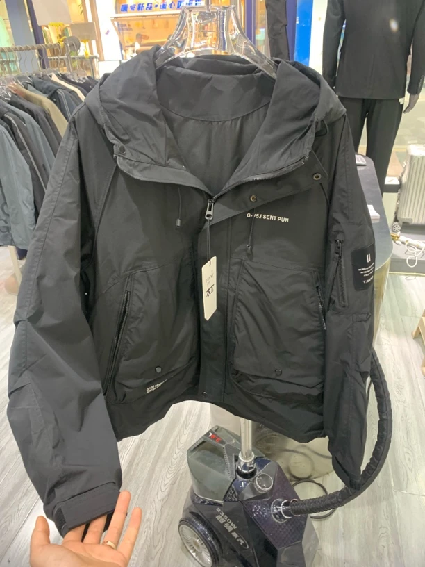 免烫秋季春季宽松型连帽长袖夹克运动外套冲锋衣男士棉衣上衣休闲