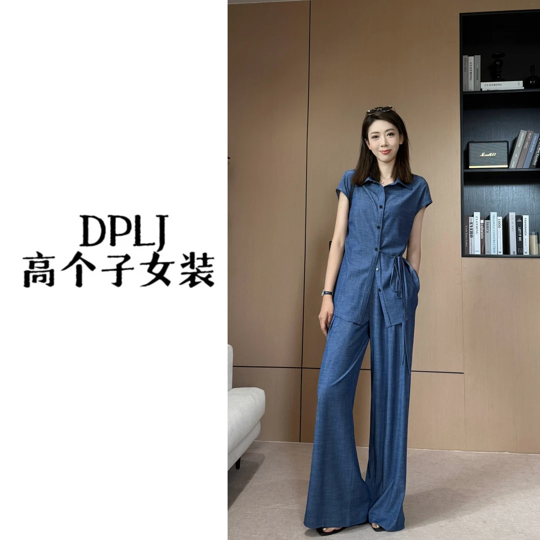 雾蓝絮语 DPLJ高个子加长女装 高端松弛感气质通勤复古两件套L651
