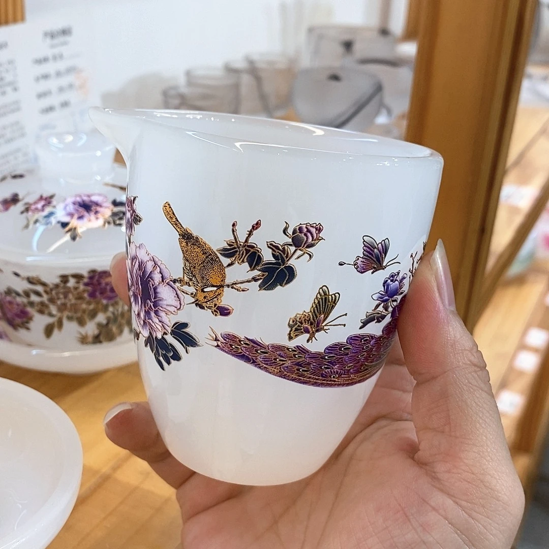 手工艺品琉璃变色孔雀公道杯一个
