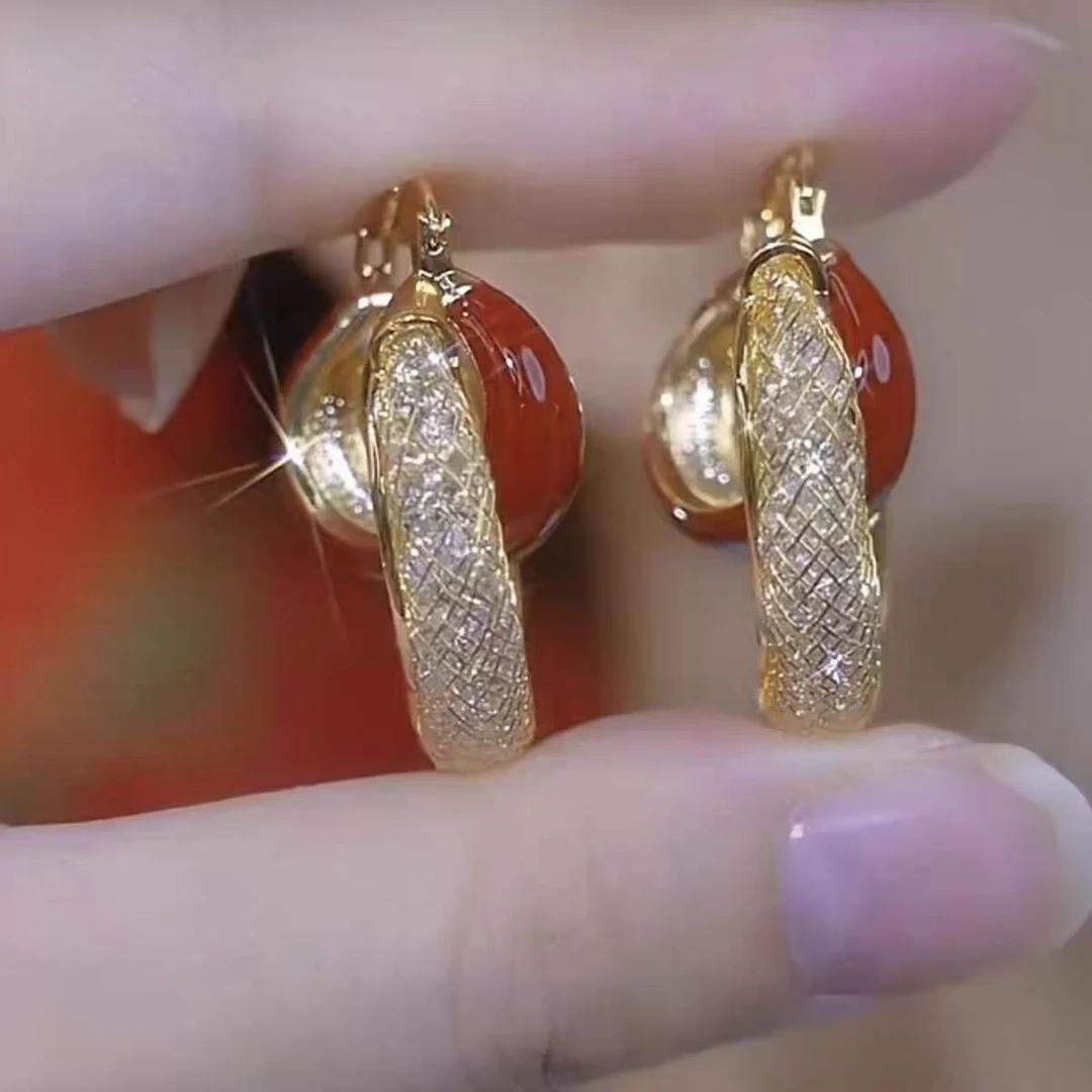 铜合金无非金属耳饰  2848轻奢超闪网状女法式复古港风耳环