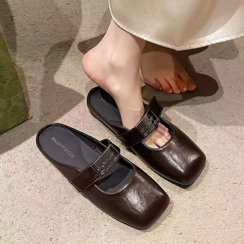 休闲仙女风极简风凉鞋韩版夏季包头包头拖平跟法式平底百搭