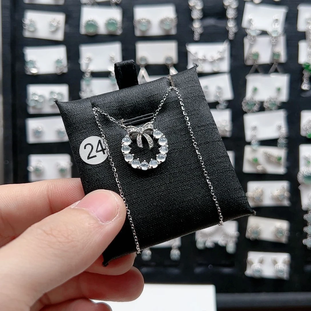 翡翠手链银S925镶嵌暖*`天然翡翠A货