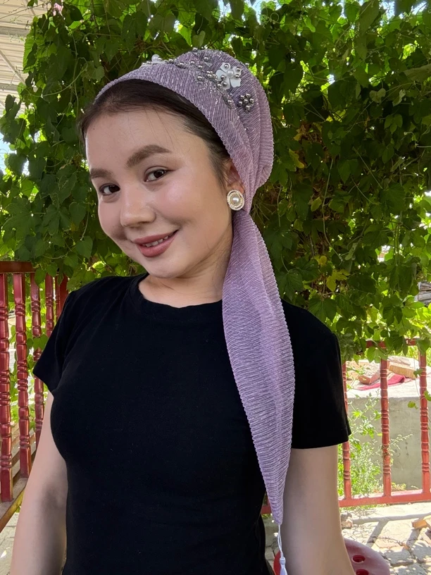 进口 头套式头巾紫色 设计感