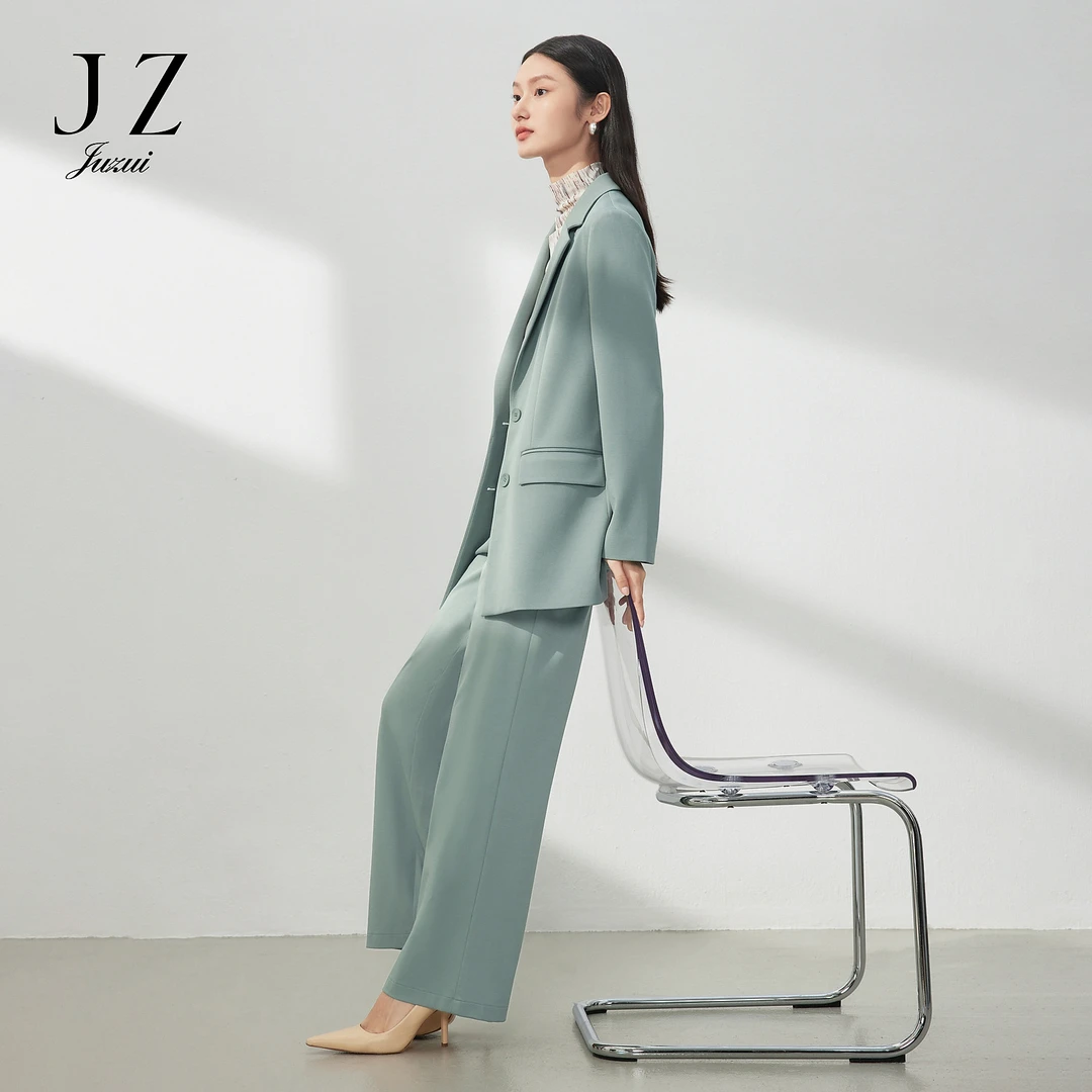 【小余专属】JZ玖姿JTDC40102翻领西装女休闲OL风外套纯色