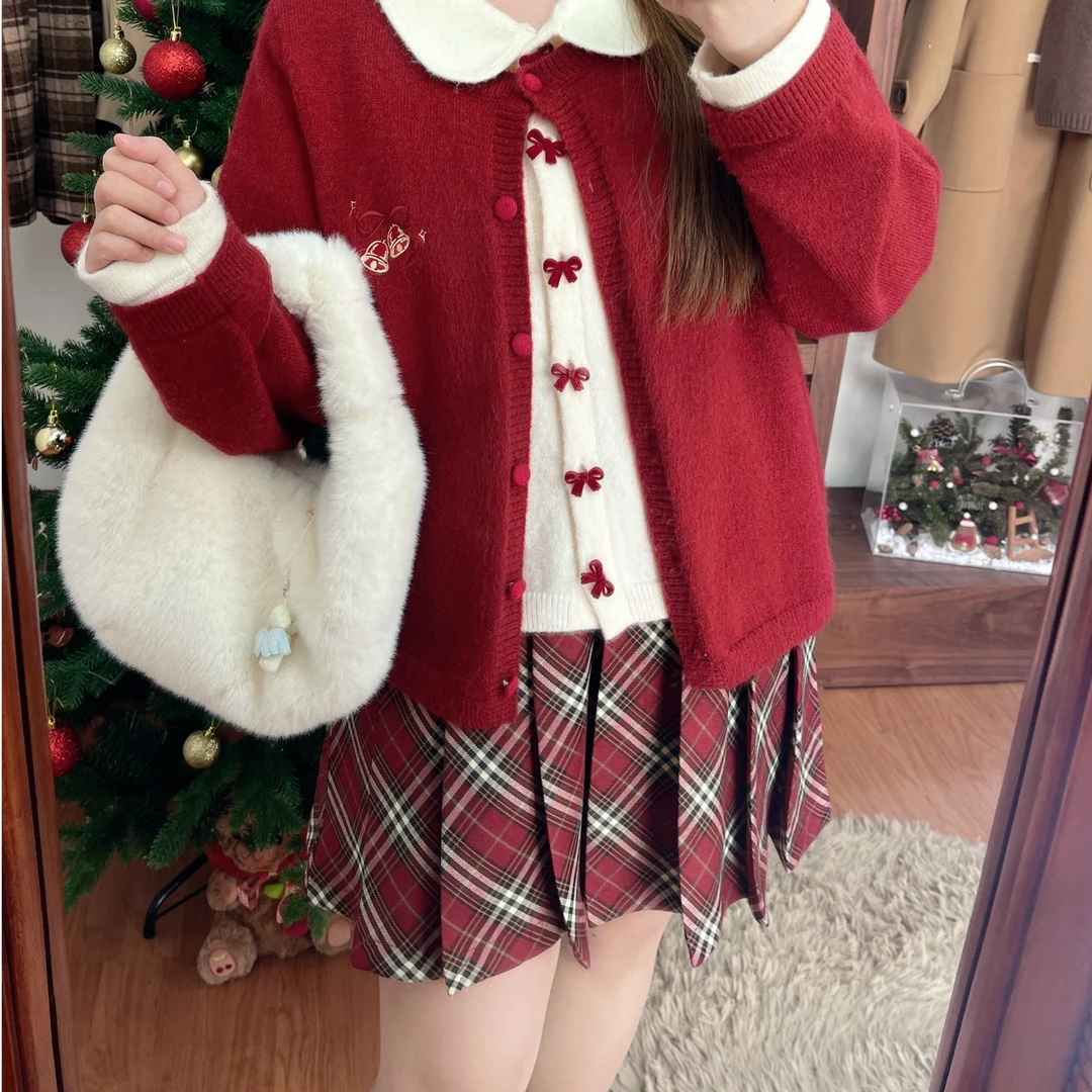 【粉丝回馈】 圣诞穿搭红色格子百褶裙