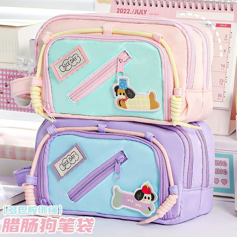 小红书同款腊肠小狗笔袋2025新款小学生用大容量文具盒初中文具袋