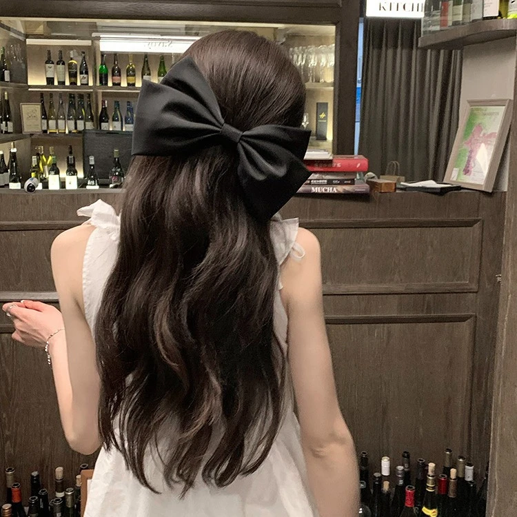 tz超大号黑色蝴蝶结发夹女立体高级感后脑勺弹簧夹发卡夹子头饰发