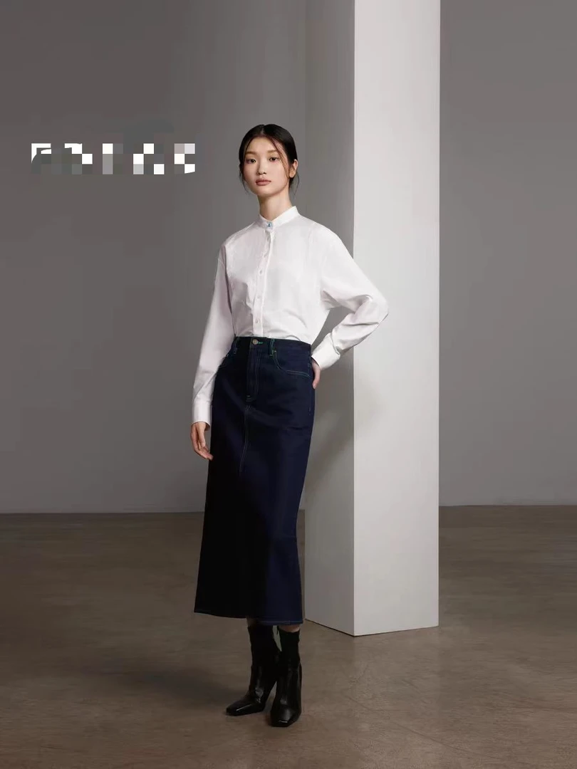 FDOA 福利 清仓 高腰 深蓝 不掉色 后开叉 牛仔半身裙Q088