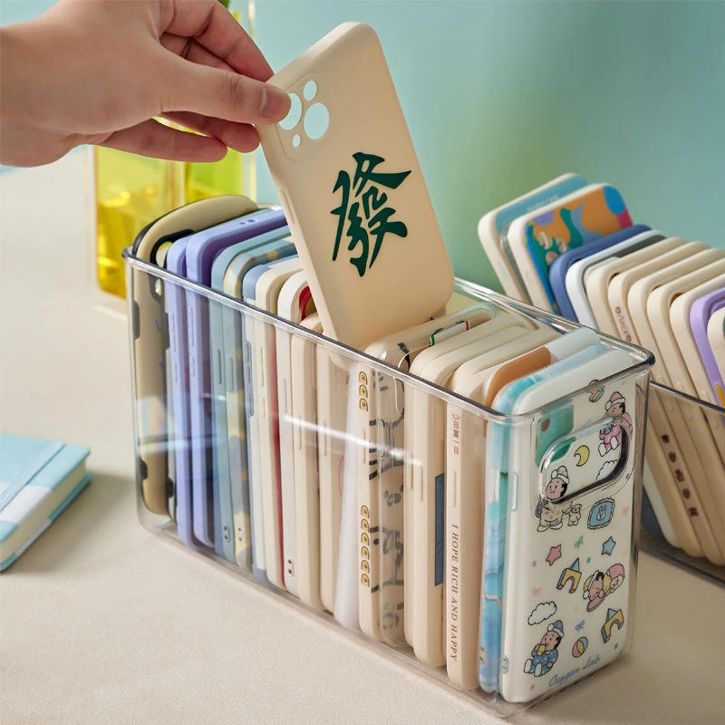 手机壳收纳盒ins把手多功能杂物化妆品长方形储物透明盒子抽屉