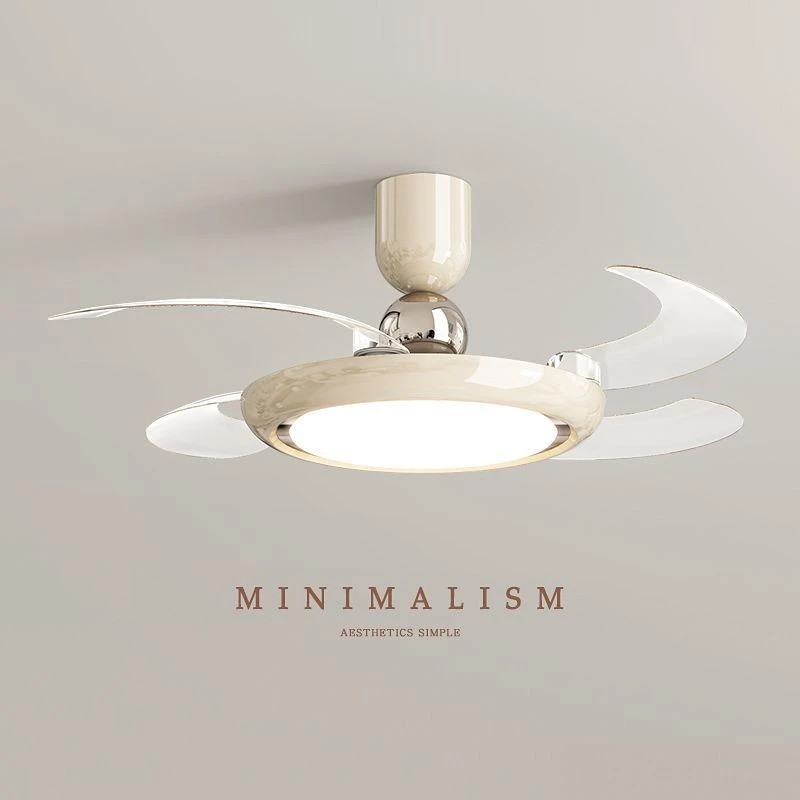 隐形风扇灯简约餐厅客厅卧室奶油风吊扇灯全光谱护眼一体吊扇吊灯