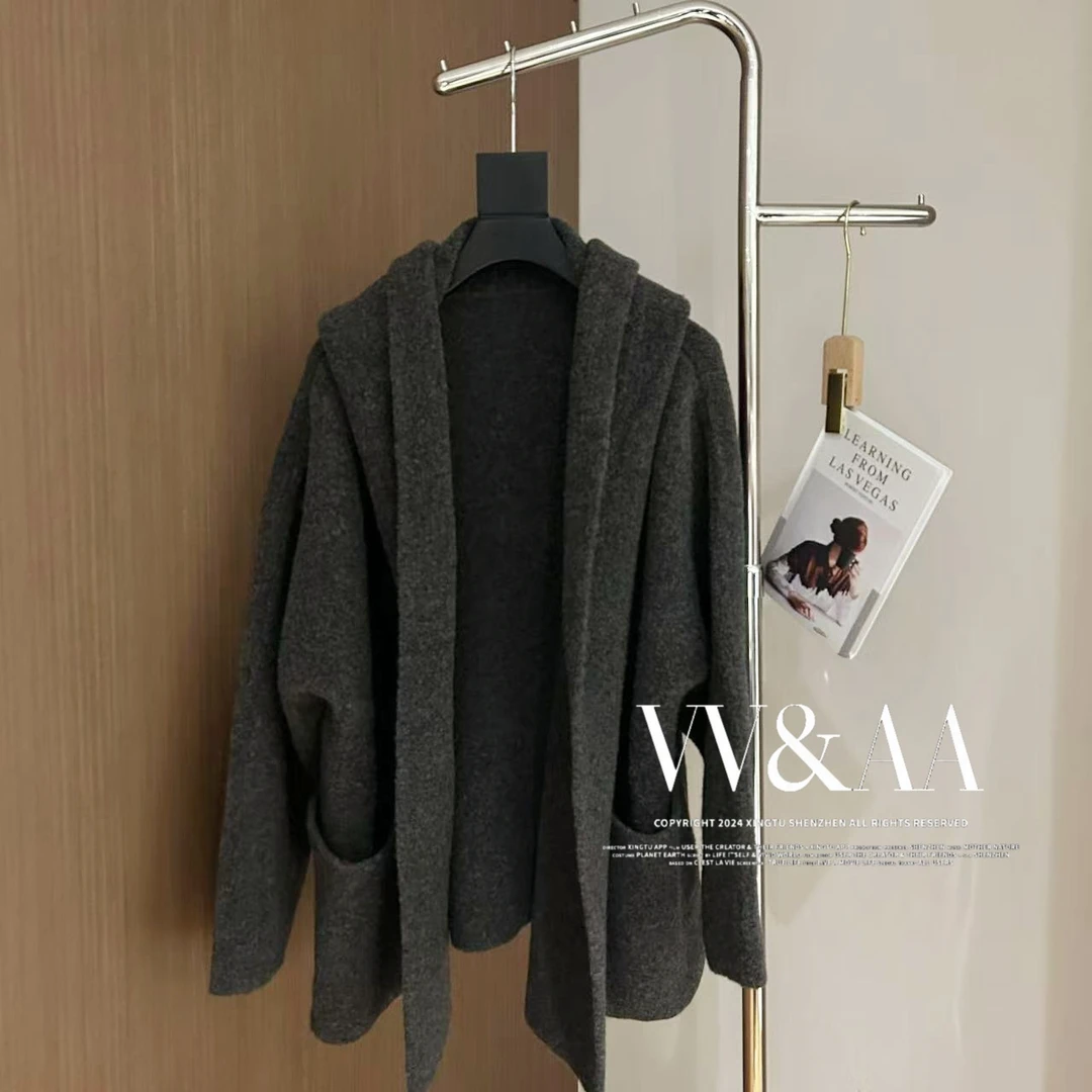 VV&AA 高级感连帽秋冬宽松慵懒风双口袋针织开衫 YS2960