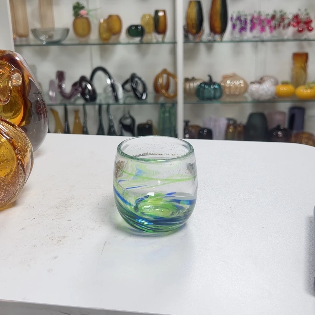 蓝绿夜光杯高度6微瑕