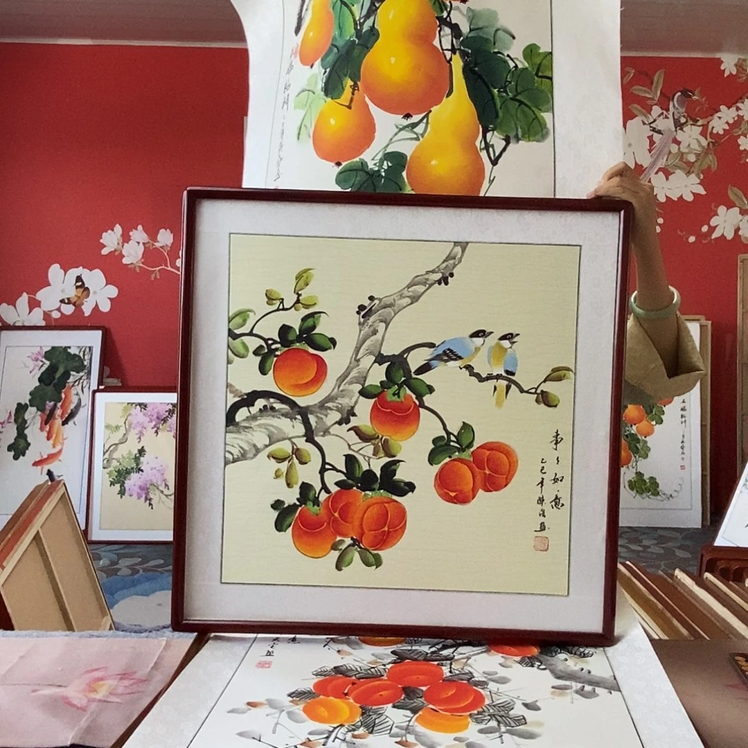 智***鹰国画手写手绘国画作品带框包邮62