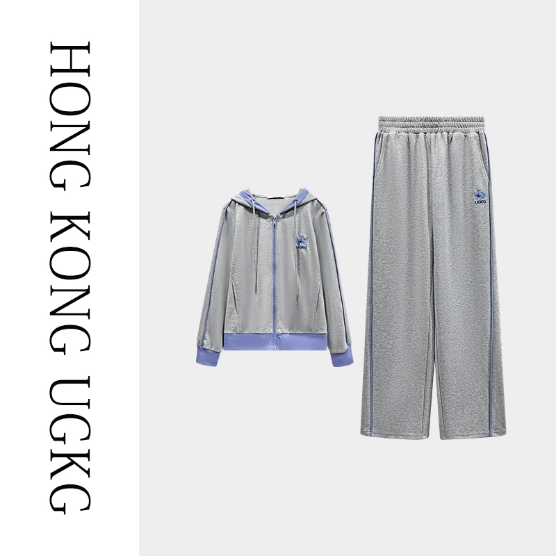 香港UG&KG 卫衣套装女2025新款高端连帽上衣宽松百搭休闲裤两件套