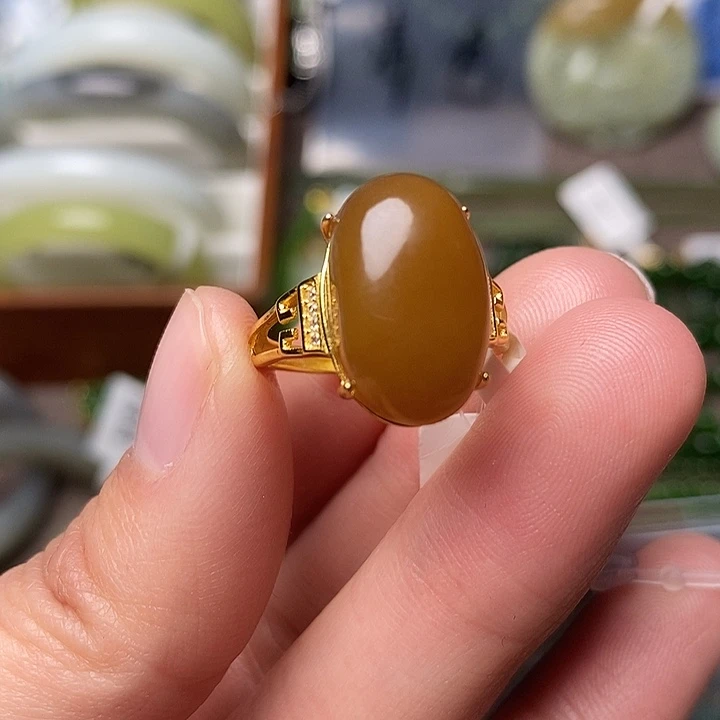 和田玉银S925镶嵌戒指