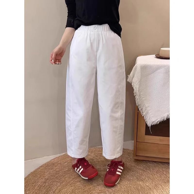 胖丫专属—9966时尚高腰松紧休闲哈伦裤女新款遮肉显瘦九分休闲裤