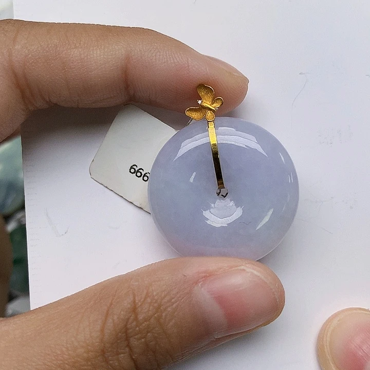 颈饰18K金镶嵌翡翠天然翡翠