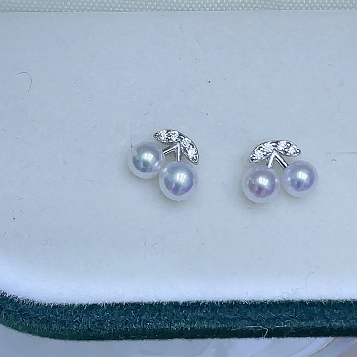 淡水珍珠耳饰银S925镶嵌?**?