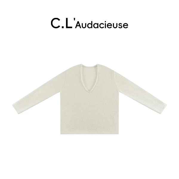 C.L'AudacieuseV领百搭长袖针织衫   CL25C156