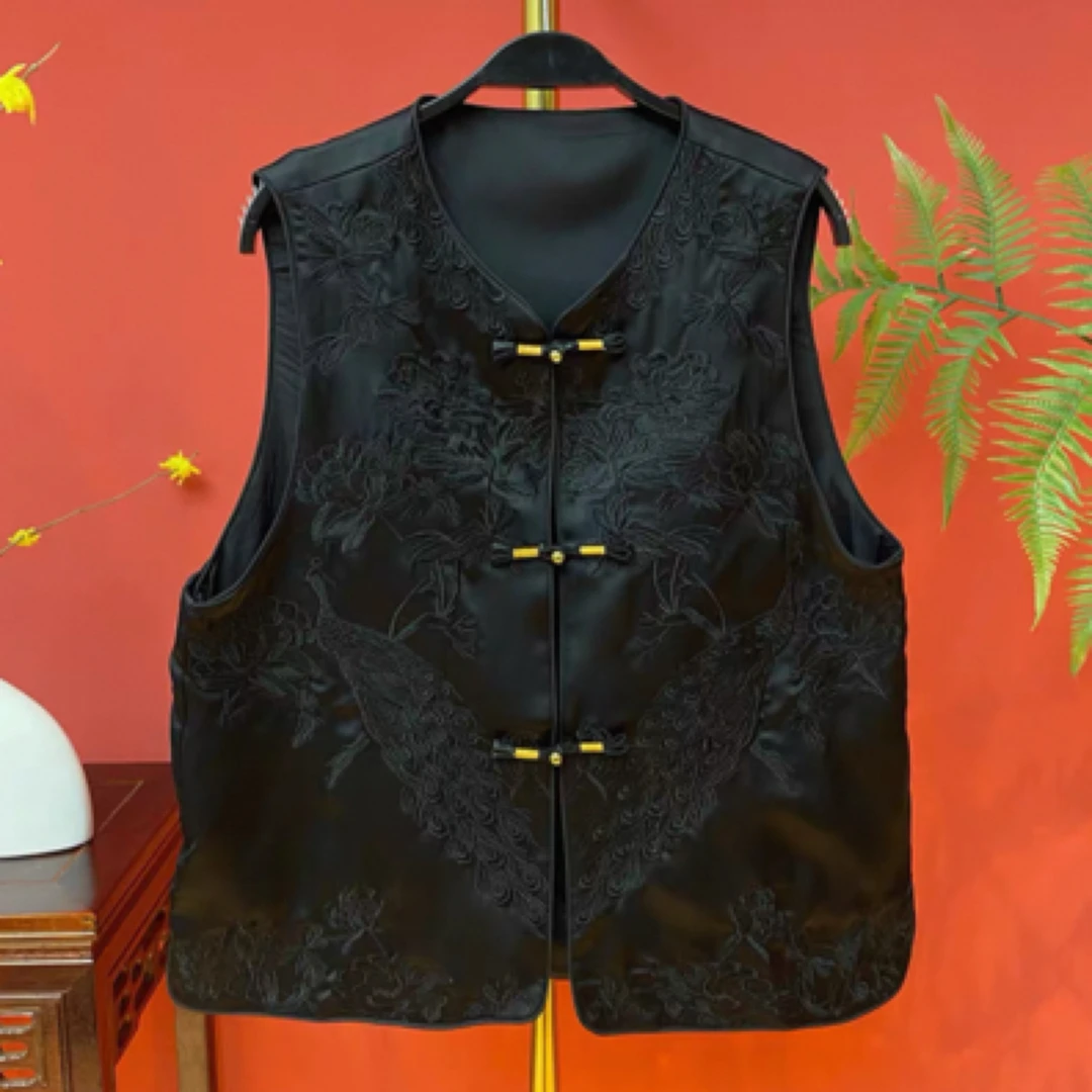 包谷谷服饰-唐装传统中国风立领纽扣春季网红马夹刺绣马甲中国风