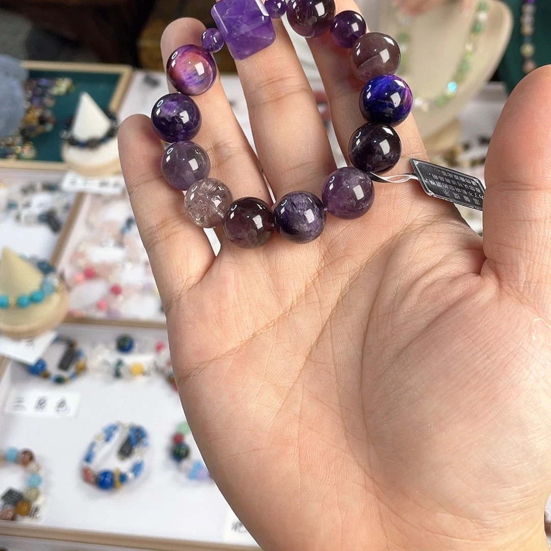 水晶手链银S925镀金镶嵌