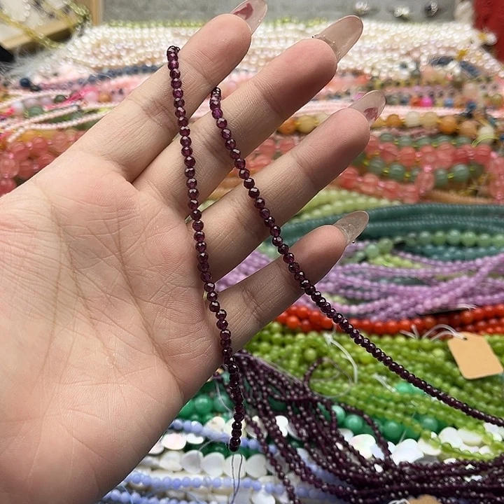 玛瑙/玉髓珠宝半成品未镶嵌一条2mm左右石榴石刻面