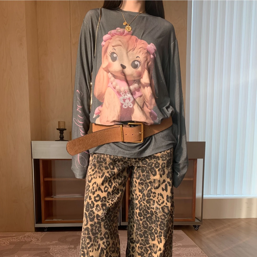 FORDARE 带珍珠项链小狗羊毛针织罩衫