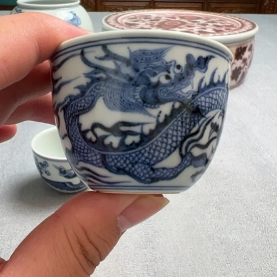 明续幽蓝，龙纹缸杯