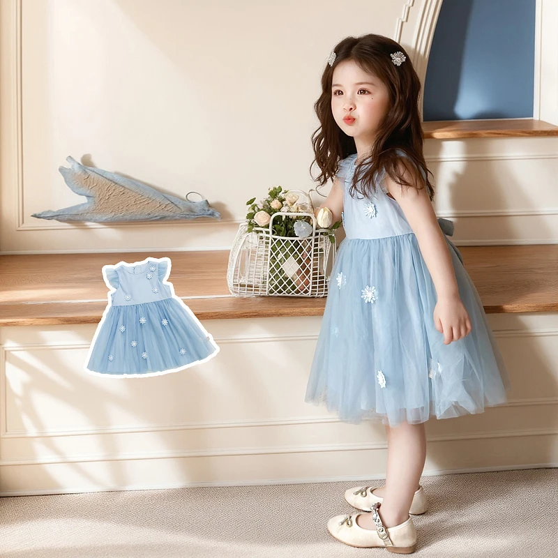 女童连衣裙夏季2025新款儿童公主裙爱莎小女孩艾莎夏装雪花裙子夏