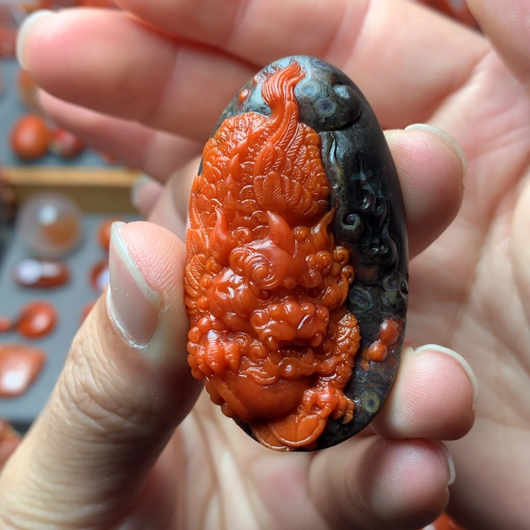 南红玛瑙未镶嵌1啊东寨老南红飞天貔貅