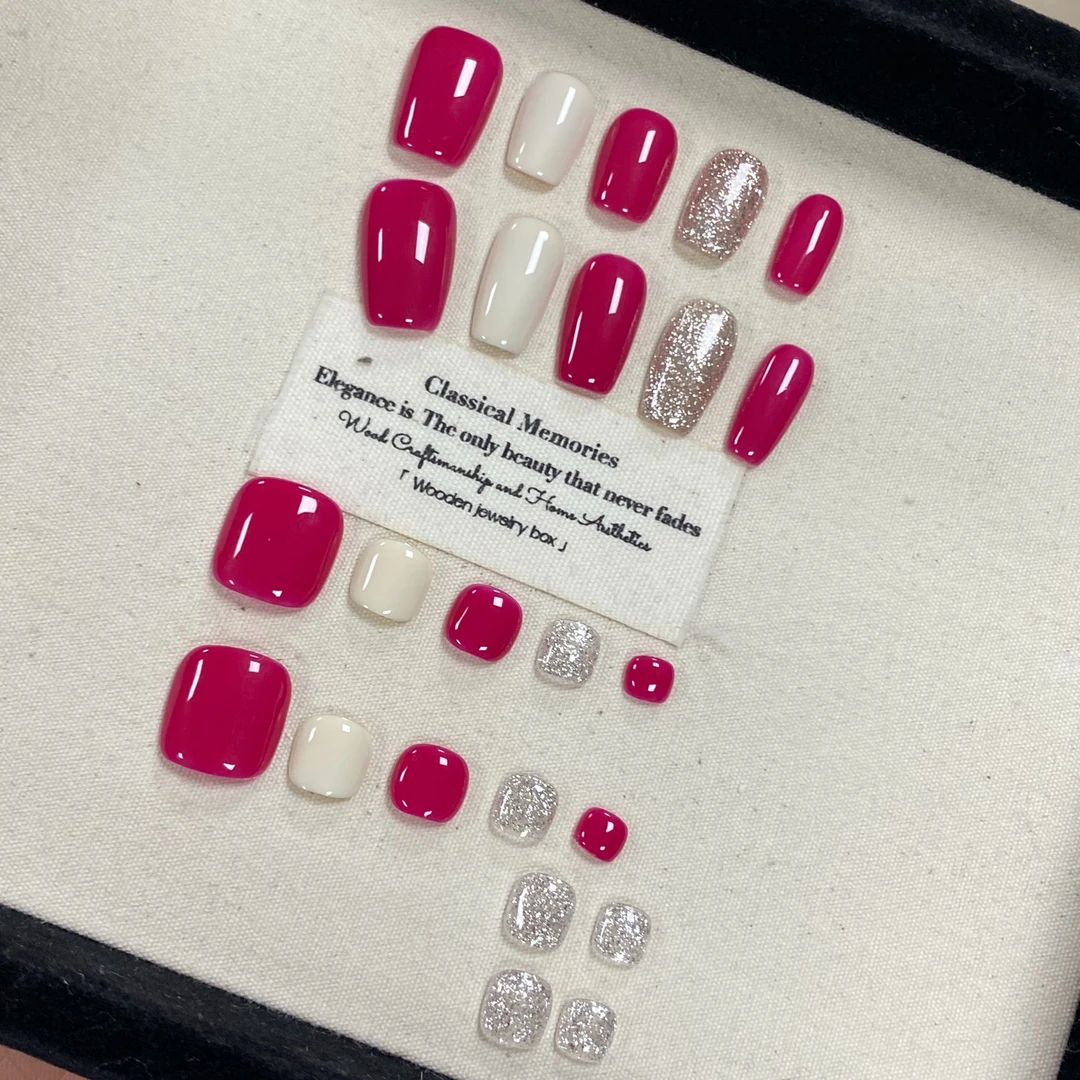 高货体验【胭脂粼】纯手工短款轻奢穿戴甲（送高级工具包）