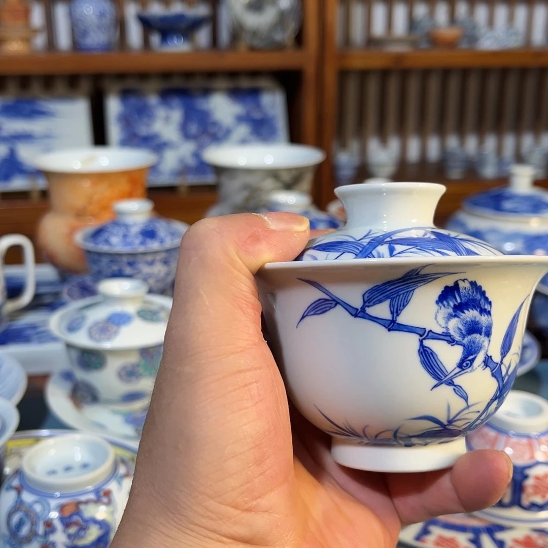 錡镇堂手工手绘盖碗