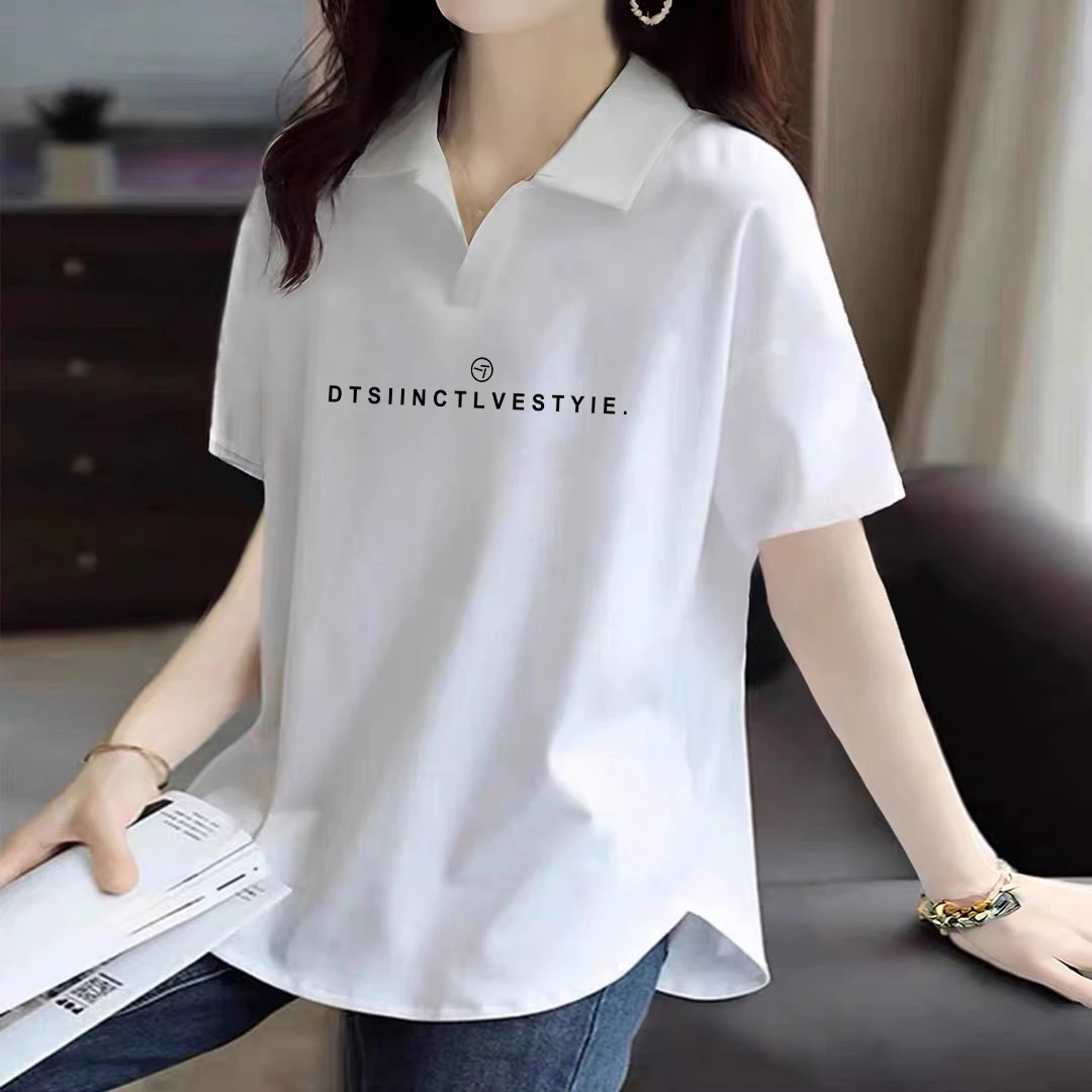 2025新款POLO领短袖休闲ins风T恤女夏季薄款修身显瘦气质百搭上衣