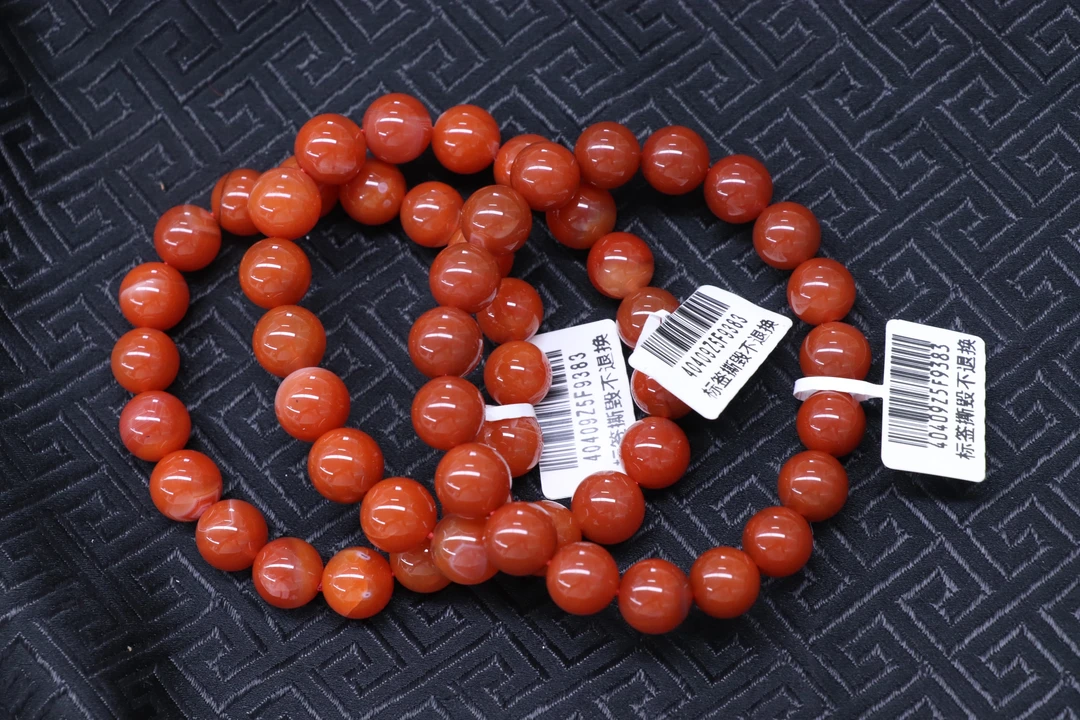 2原矿无优化天然南红东山廊坡辣椒红单圈10mm左右多样性发一条