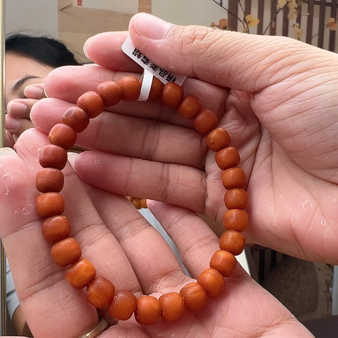 裸石琥珀未镶嵌橘皮手串8mm