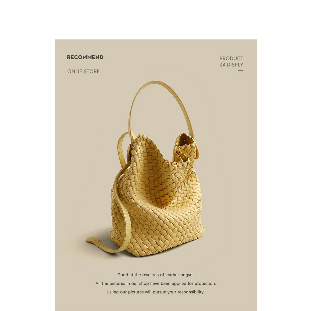 TOUCH MISS水桶包2025新款手工编织包小众大容量单肩斜挎通勤包