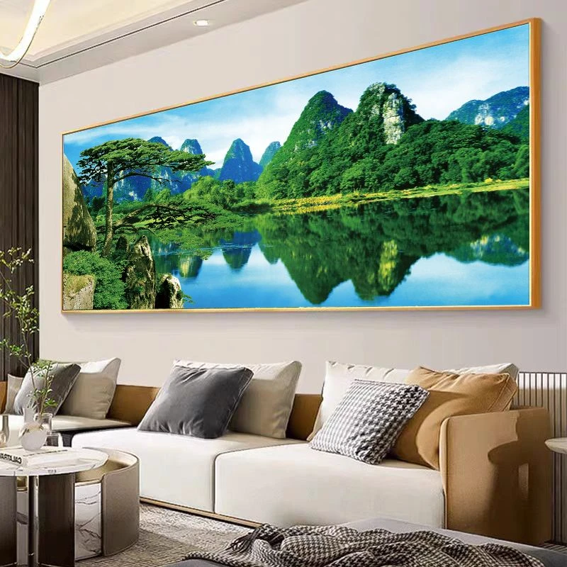 山水风景画晶瓷国画山水挂画晶瓷装饰客厅沙发背景墙防水防磕挂画