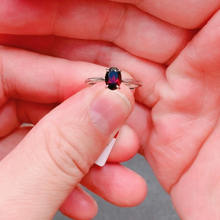 石榴石戒指银S925镶嵌石*