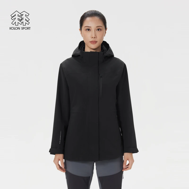 KOLON SPORT可隆冲锋衣2级防泼水防风女士中长款软壳三合一夹克