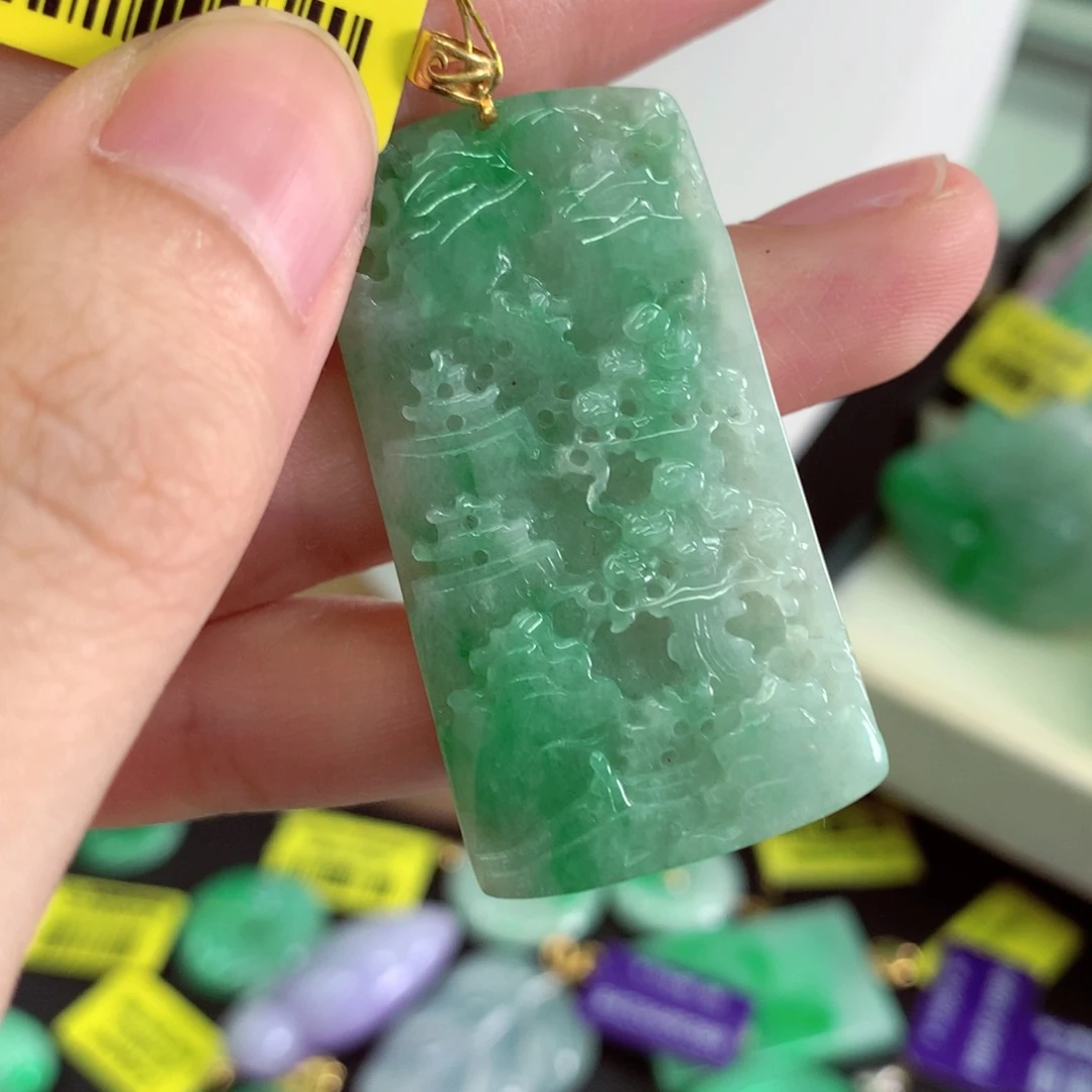 翡翠18K金镶嵌吊坠(不含链)