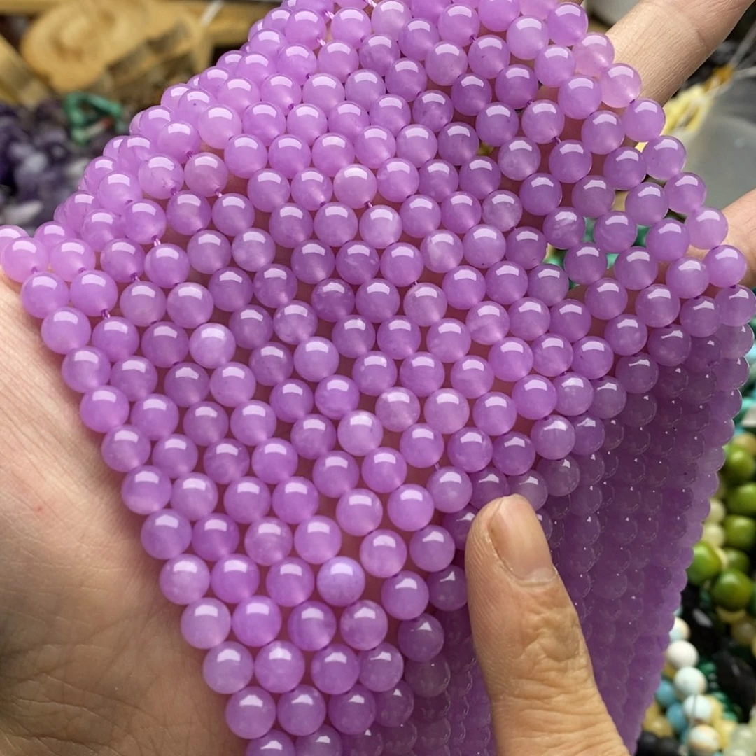 玛瑙/玉髓未镶嵌珠宝半成品一条天然6.5mm薰衣玉髓优化E199
