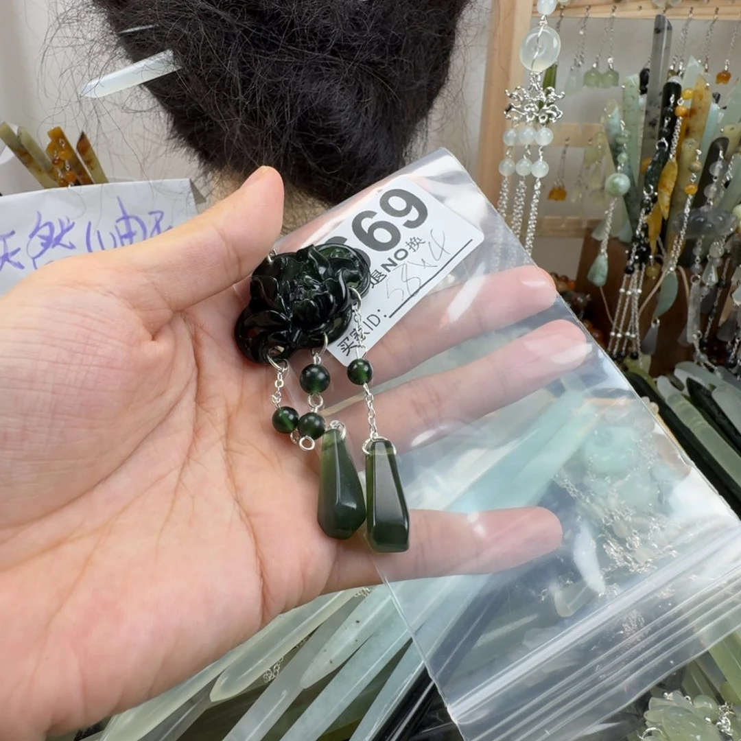 蛇纹石玉合金发饰少****o