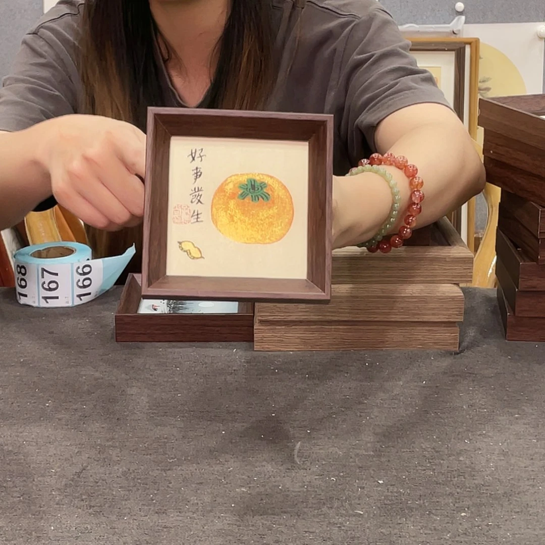 书法手绘带框尺寸：12*12