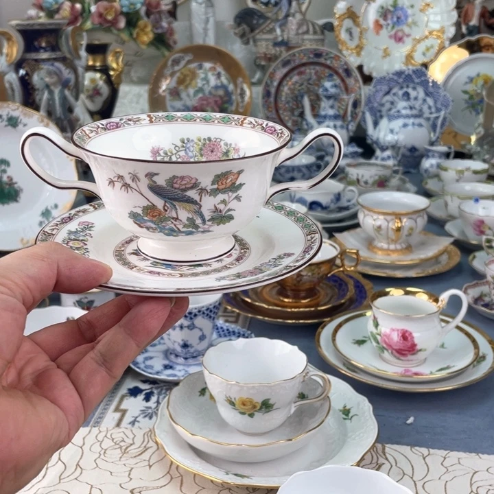 中古瓷器小房子盘子