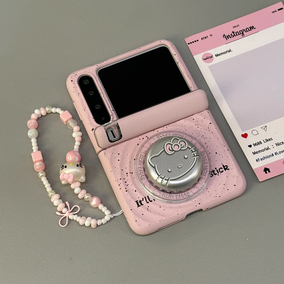 适用华为PuraX手机壳粉色泼墨波漾壳磁吸铰链KT猫瓶盖支架保护套