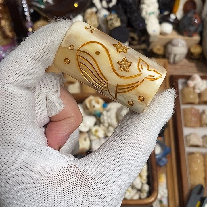 把件鹿骨M32鱼鱼鸵鸟骨