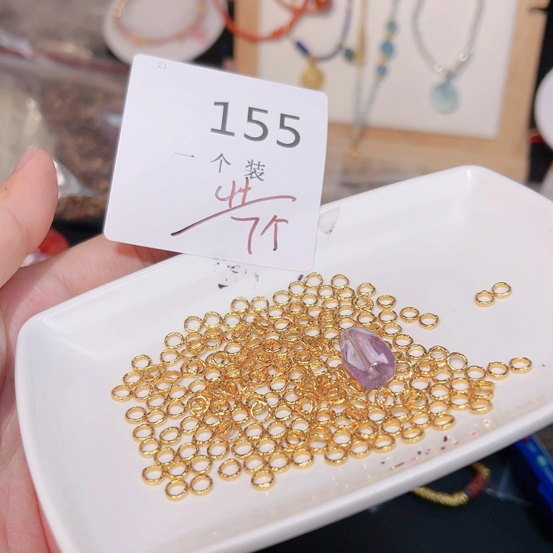 水晶珠宝半成品银S925镀金镶嵌155